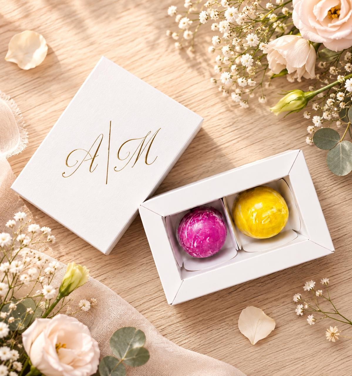 Caja de bombones personalizada para boda